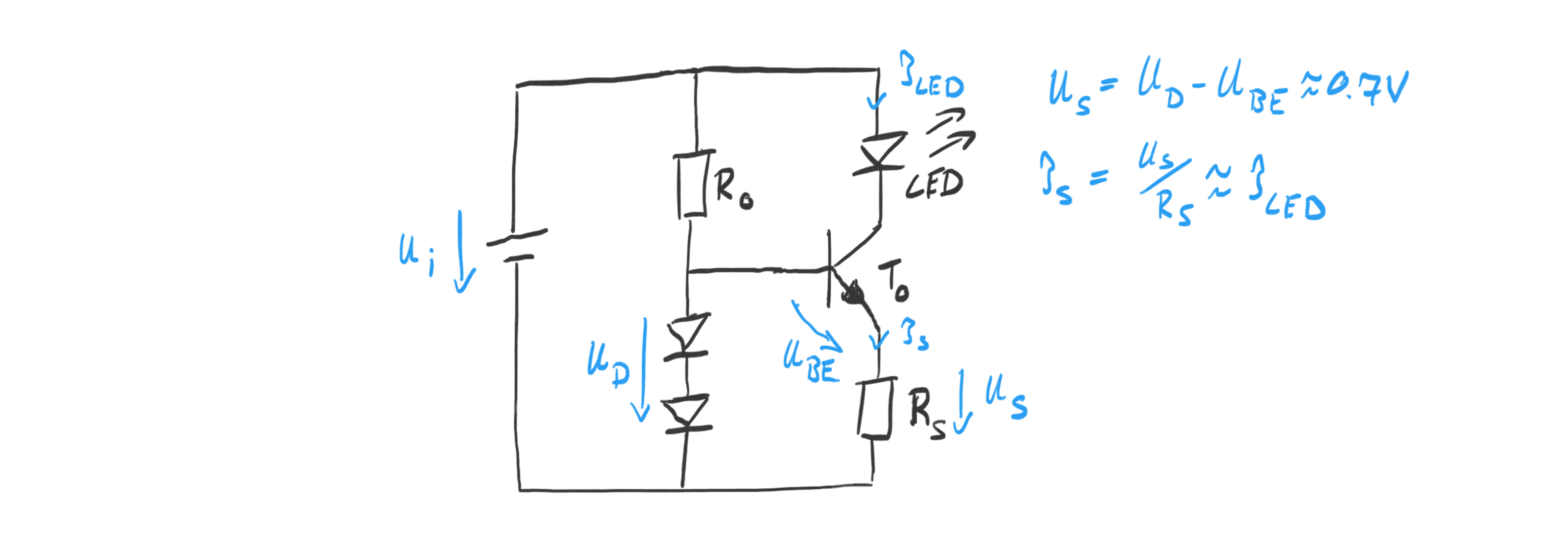 LED driven by a transistor-based current source