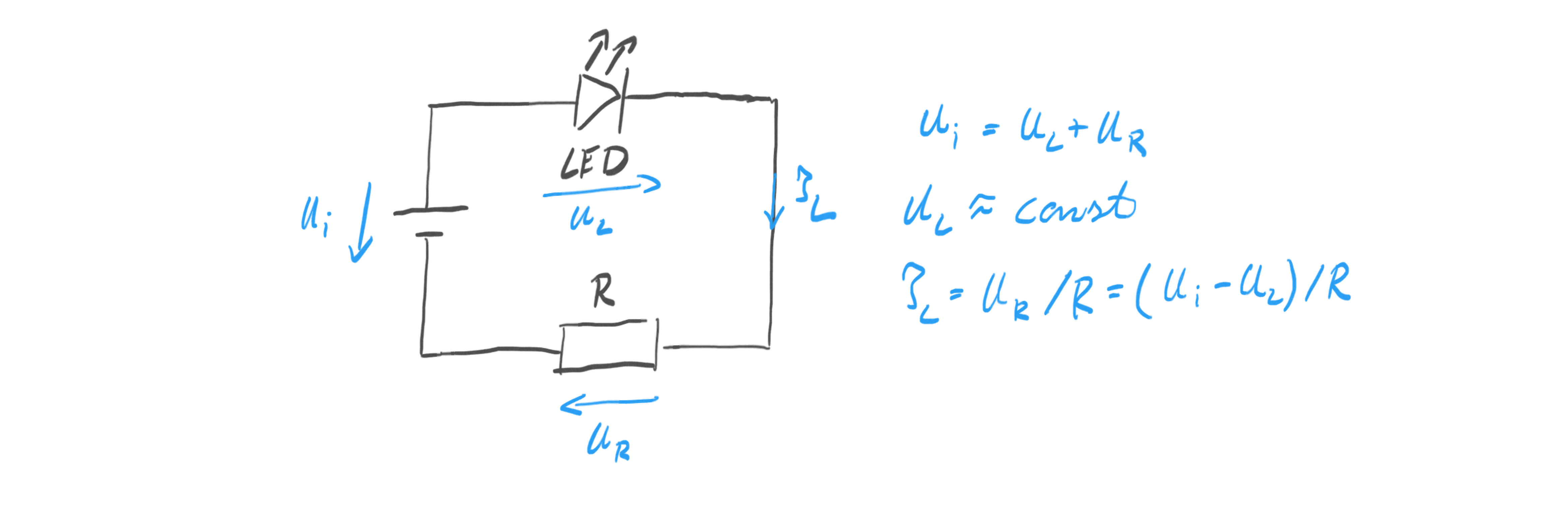 LED driven via a resistor